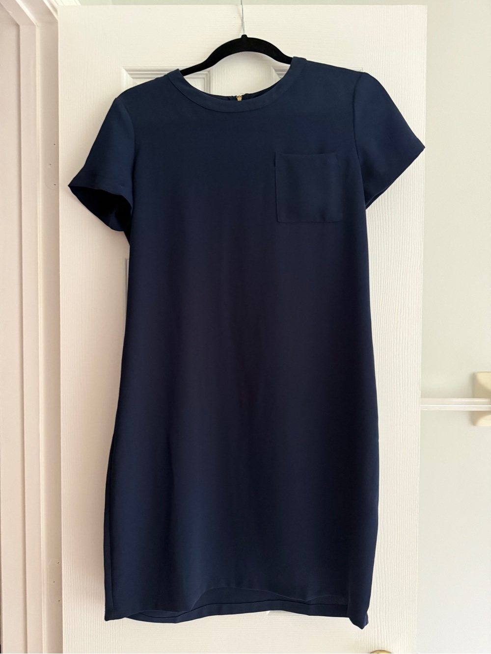 Classic Navy Short-Sleeve Shift Dress
